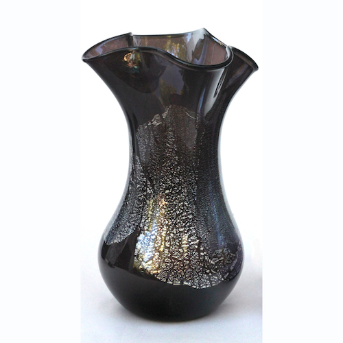 Click to view detail for DB-1017 Vase - Mini Black Silver Leaf $56